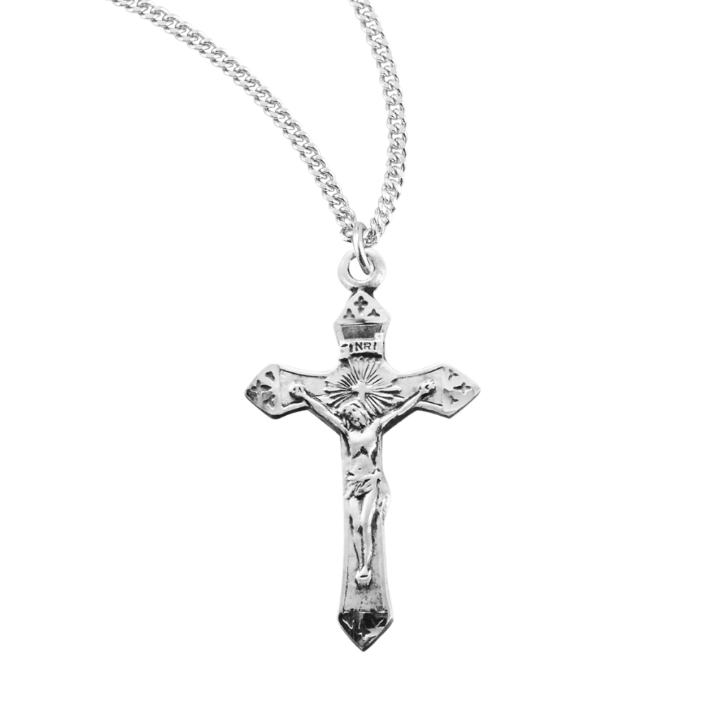 Sunburst Sterling Silver Crucifix, Catholic Gift, Made in USA