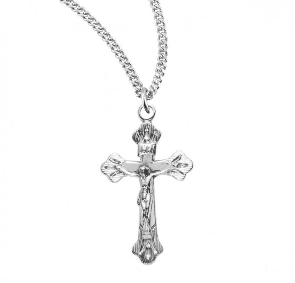Flare tipped Sterling Silver Crucifix, Catholic Gift, Made in USA