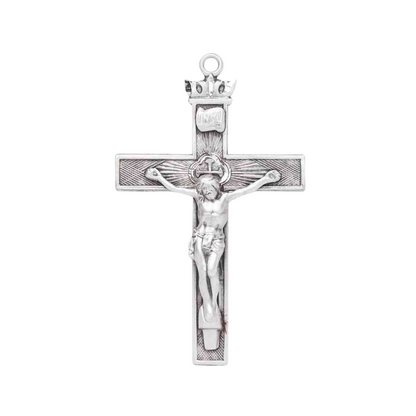 Crucifix Sterling Silver Pendant Necklace — 24" Chain, Gift Box Included