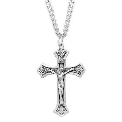 Fine Flared Sterling Silver Crucifix, Catholic Gift, Made in USA