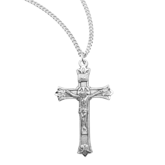 Triple Flare Tip Sterling Silver Crucifix, Catholic Gift, Made in USA