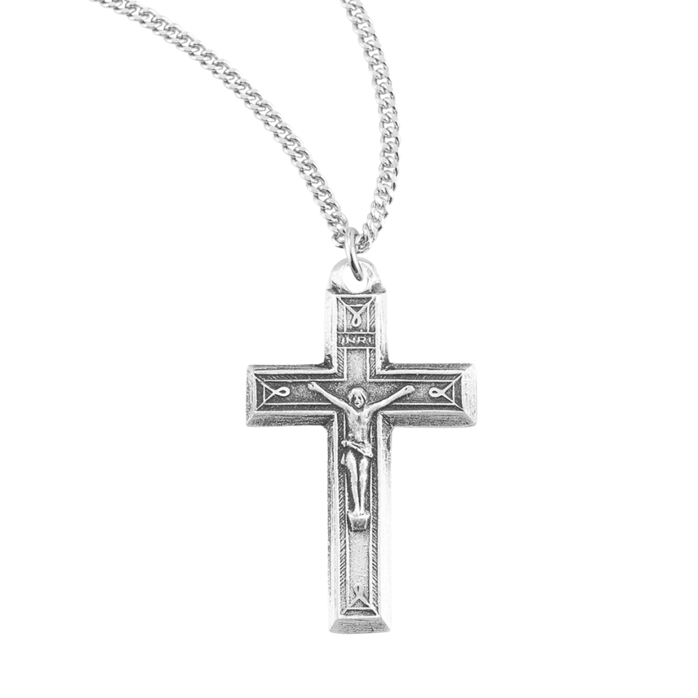 Engraved Sterling Silver Crucifix, Catholic Gift, Made in USA