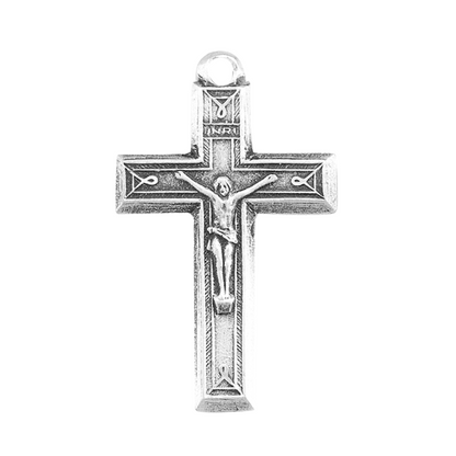 Sun Burst Crucifix Sterling Silver Pendant — 18" Chain, Gift Box Included