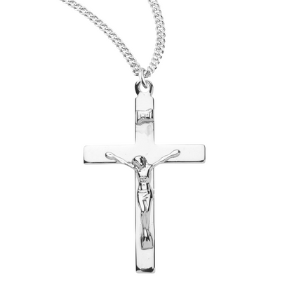 Sterling Silver High Polished Crucifix, Catholic Gift, Made in USA
