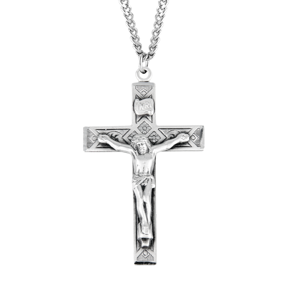 Sterling Silver Detailed Crucifix, Catholic Gift, Made in USA