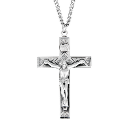 Sterling Silver Detailed Crucifix, Catholic Gift, Made in USA