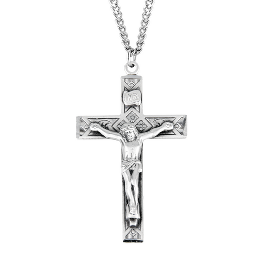 Sterling Silver Detailed Crucifix, Catholic Gift, Made in USA