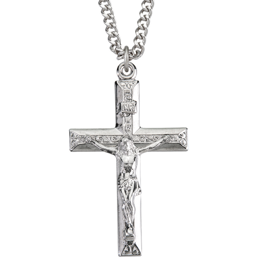 Sterling Silver High Polished Crucifix, Catholic Gift, Made in USA