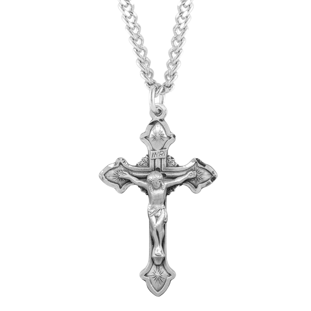 Flared Sterling Silver Crucifix, Catholic Gift, Made in USA