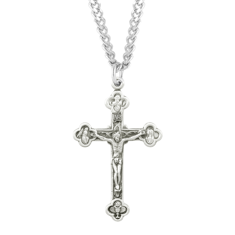 Budded Sterling Silver Crucifix, Catholic Gift, Made in USA