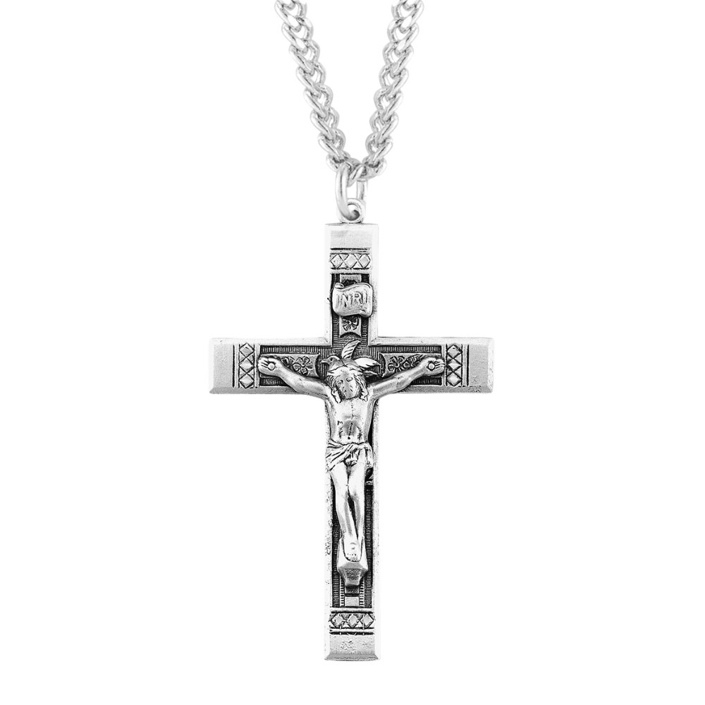 Sterling Silver Detailed Crucifix, Catholic Gift, Made in USA