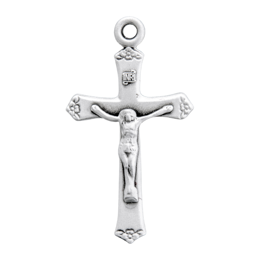 Plain Crucifix Sterling Silver Pendant — 18" Gold Plated Chain, Gift Box Included