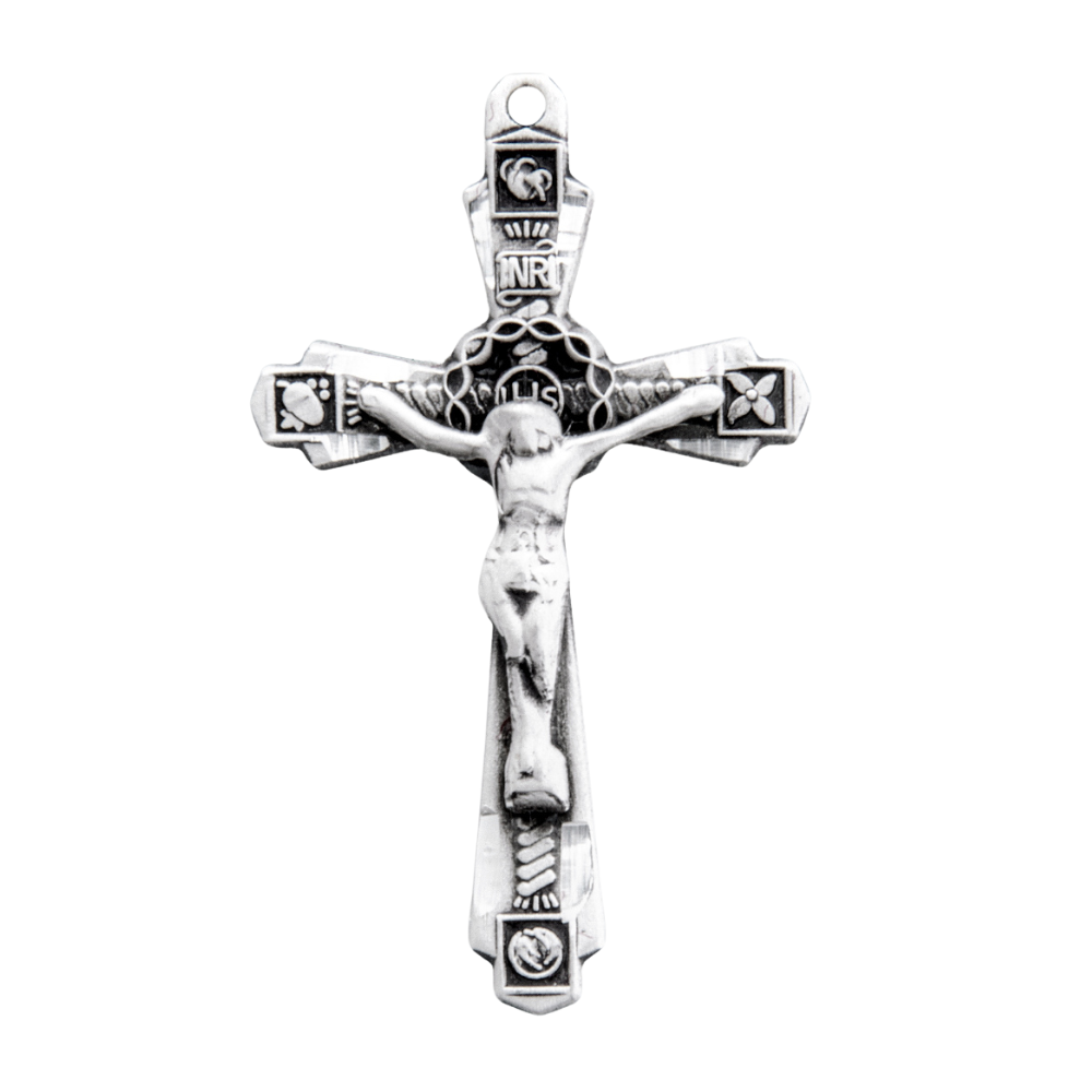 Sterling Silver Wheat Crucifix Pendant — 18" Chain, Made in USA, Gift Box Included