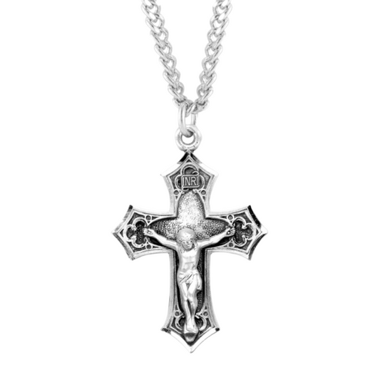 Gothic Style Sterling Silver Crucifix, Catholic Gift, Made in USA
