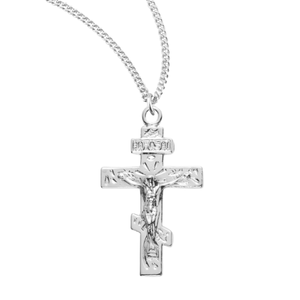 Byzantine Sterling Silver Crucifix, Catholic Gift, Made in USA