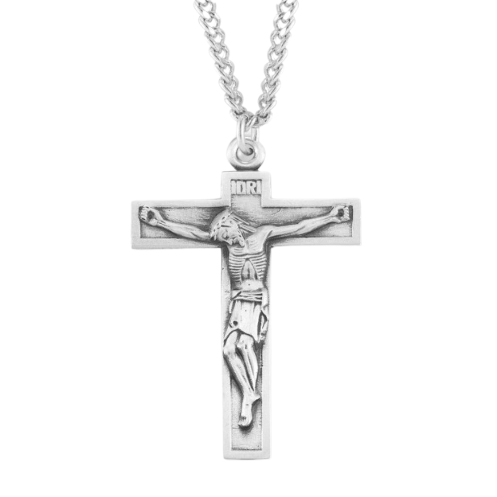 Short Top Sterling Silver Crucifix, Catholic Gift, Made in USA