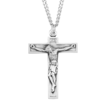 Short Top Sterling Silver Crucifix, Catholic Gift, Made in USA