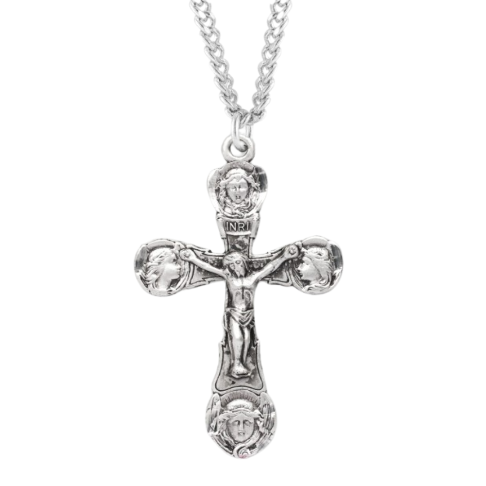 Angels Sterling Silver Crucifix, Catholic Gift, Made in USA
