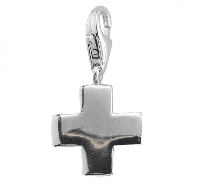 Small Cross Zoom Sterling Silver Pendant Necklace - 18 Inch Chain, Made in USA