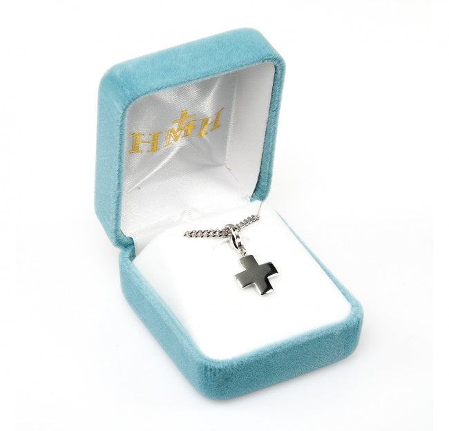 Small Cross Zoom Sterling Silver Pendant Necklace - 18 Inch Chain, Made in USA