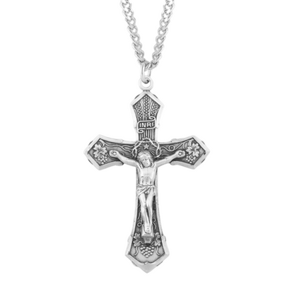 Grape and Wheat Design Sterling Silver Crucifix, Catholic Gift, Made in USA