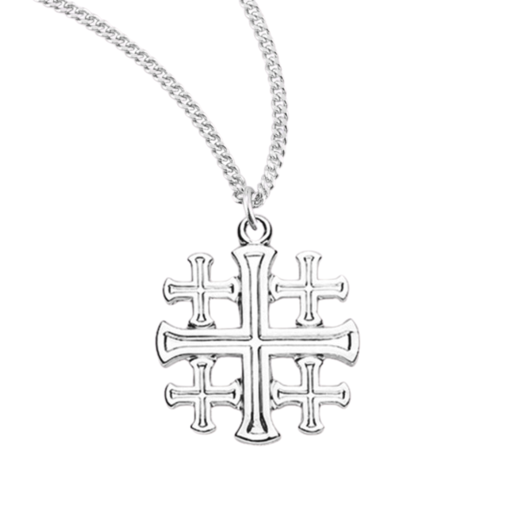 Sterling Silver Jerusalem Cross, Catholic Gift, Made in USA