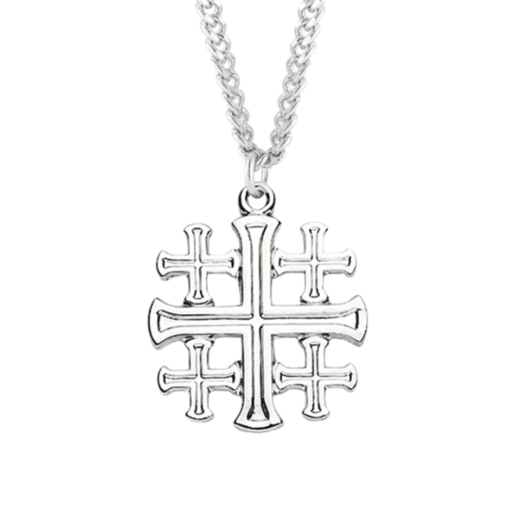 Sterling Silver Jerusalem Cross, Catholic Gift, Made in USA