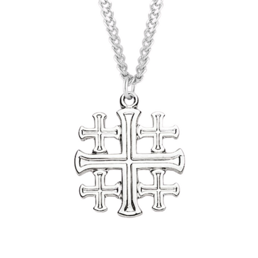 Sterling Silver Jerusalem Cross, Catholic Gift, Made in USA