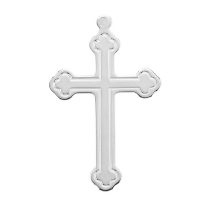 Fancy Cross Sterling Silver Pendant — 24" Chain, Made in USA, Gift Box Included