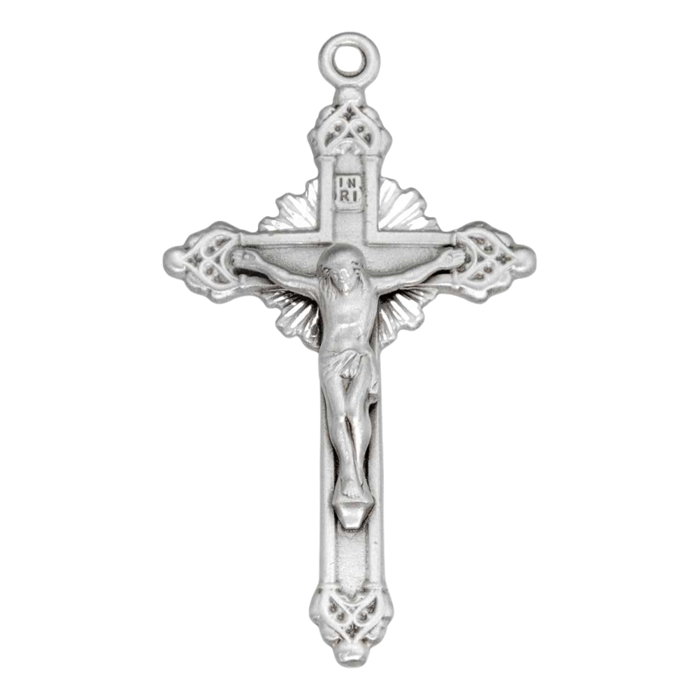 Byzantine Crucifix Sterling Silver Pendant — 24" Chain, Gift Box Included