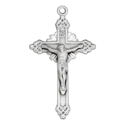Byzantine Crucifix Sterling Silver Pendant — 24" Chain, Gift Box Included