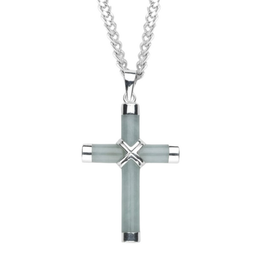 Genuine Aventurine Cross, Catholic Gift, Made in USA
