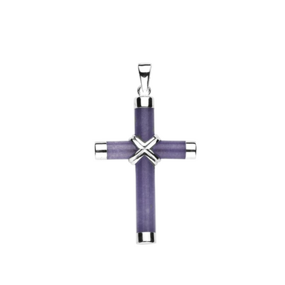 Amethyst Cross Sterling Silver Pendant Necklace — 20" Chain, Gift Box Included