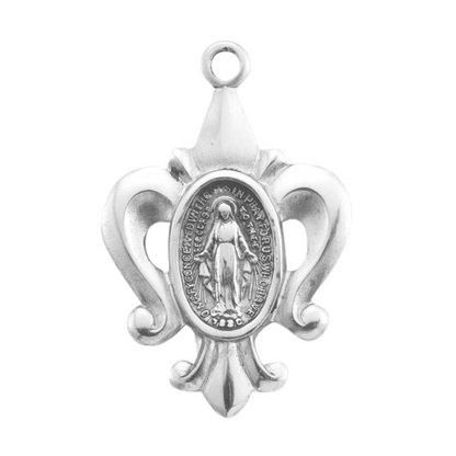 Miraculous Medal Sterling Silver Pendant Necklace - 18 Inch Chain, Made in USA