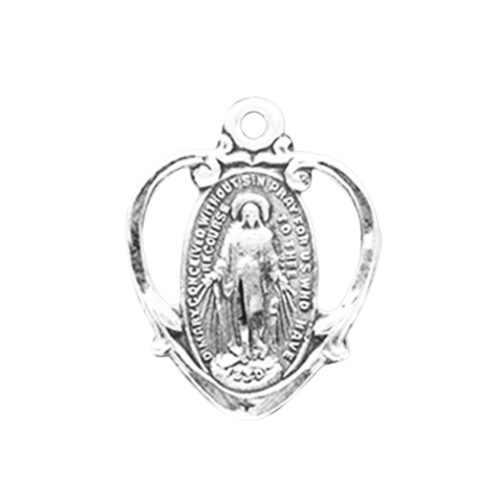 Miraculous Medal Sterling Silver Pendant Necklace - 18 Inch Chain, Made in USA