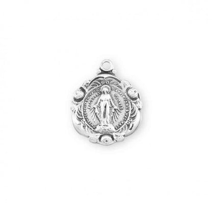 Miraculous Medal Sterling Silver Pendant Necklace - 18 Inch Chain, Made in USA
