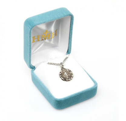 Miraculous Medal Sterling Silver Pendant Necklace - 18 Inch Chain, Made in USA