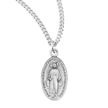 Sterling Silver Oval Miraculous Medal, Catholic Gift, Made in USA