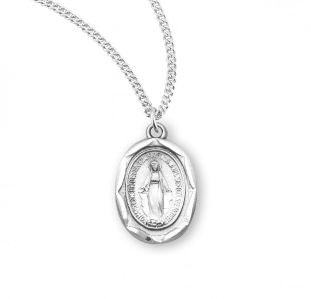 Sterling Silver Oval Miraculous Medal, Catholic Gift, Made in USA