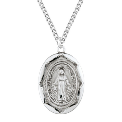 Sterling Silver Oval Miraculous Medal, Catholic Gift, Made in USA