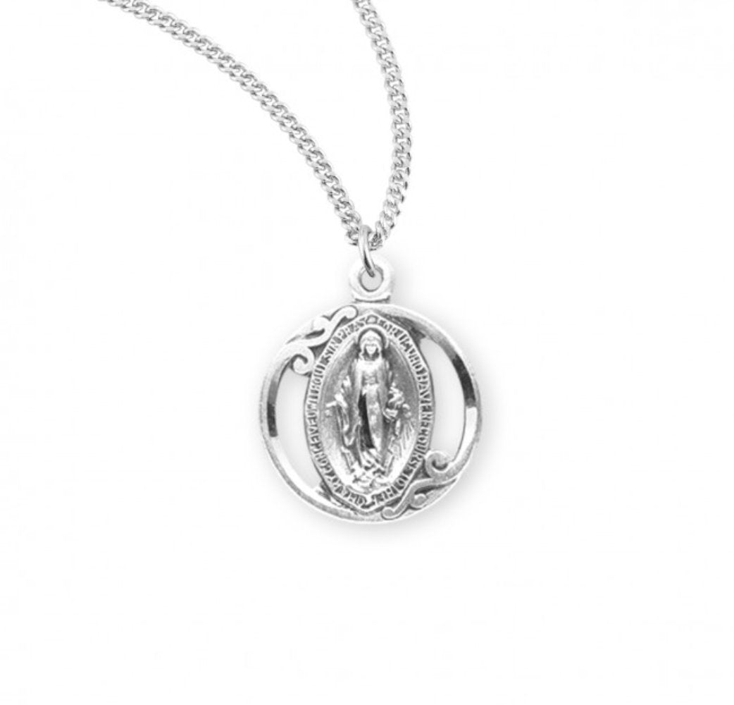 Sterling Silver Oval Miraculous Medal, Catholic Gift, Made in USA