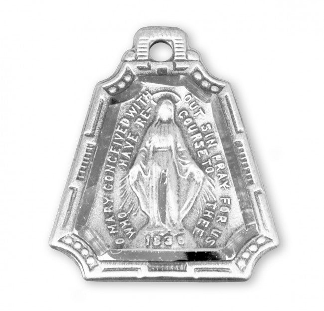 Miraculous Medal Sterling Silver Pendant Necklace - 18 Inch Chain, Made in USA