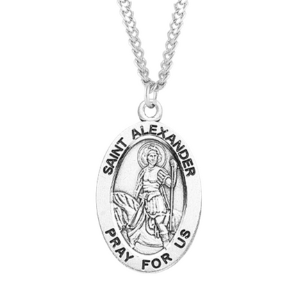 Patron Saint Alexander Oval Sterling Silver Medal, Catholic Gift, Made in USA