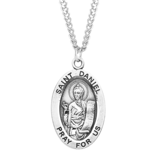 Patron Saint Daniel Oval Sterling Silver Medal, Catholic Gift, Made in USA