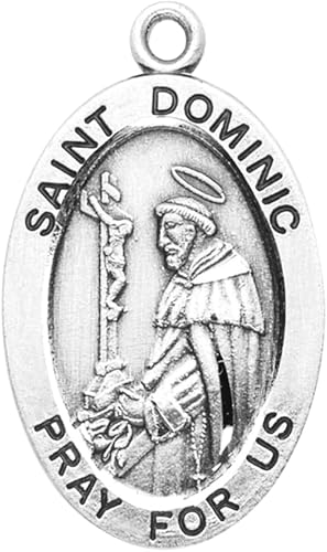 Saint Dominic Sterling Silver Medal Pendant — 24" Chain, Gift Box Included