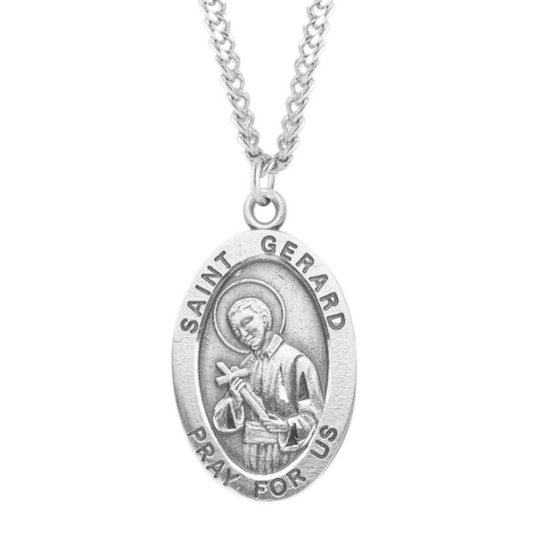 Patron Saint Gerard Oval Sterling Silver Medal, Catholic Gift, Made in USA