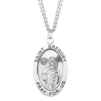 Patron Saint Gregory Oval Sterling Silver Medal, Catholic Gift, Made in USA