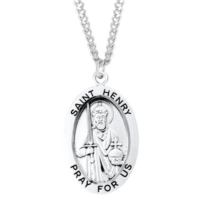 Patron Saint Henry Oval Sterling Silver Medal, Catholic Gift, Made in USA