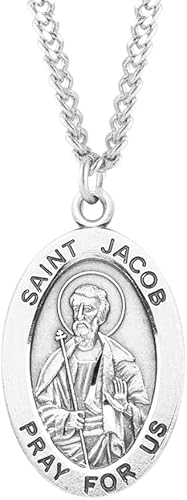 Patron Saint Jacob Oval Sterling Silver Medal, Catholic Gift, Made in USA