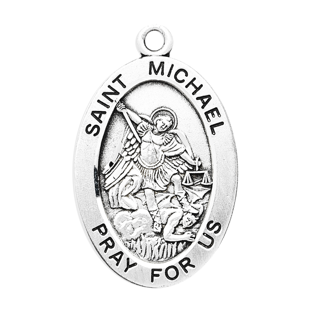 Saint Michael Gold Over Sterling Silver Medal — 24" Chain, Made in USA, Gift Box